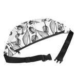 Black And White Tulip Pattern Print Fanny Pack