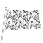 Black And White Tulip Pattern Print Flag