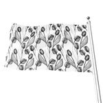 Black And White Tulip Pattern Print Flag