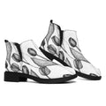 Black And White Tulip Pattern Print Flat Ankle Boots