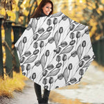 Black And White Tulip Pattern Print Foldable Umbrella