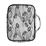 Black And White Tulip Pattern Print Front Pocket Bible Bag