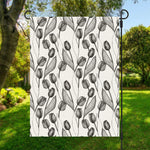 Black And White Tulip Pattern Print Garden Flag