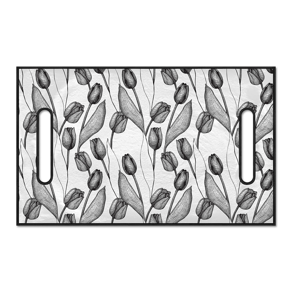 Black And White Tulip Pattern Print Golf Cart Seat Cover