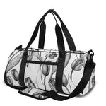 Black And White Tulip Pattern Print Gym Bag