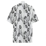 Black And White Tulip Pattern Print Hawaiian Shirt