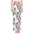 Black And White Tulip Pattern Print High Slit Maxi Skirt