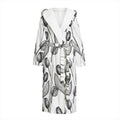 Black And White Tulip Pattern Print Hooded Bathrobe