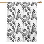 Black And White Tulip Pattern Print House Flag