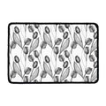 Black And White Tulip Pattern Print Kitchen Mat