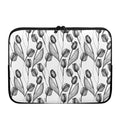 Black And White Tulip Pattern Print Laptop Sleeve