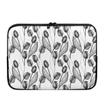 Black And White Tulip Pattern Print Laptop Sleeve
