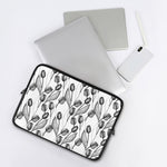 Black And White Tulip Pattern Print Laptop Sleeve