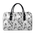 Black And White Tulip Pattern Print Leather Duffel Bag