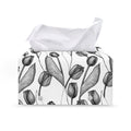 Black And White Tulip Pattern Print Leather Tissue Box Cover