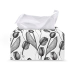 Black And White Tulip Pattern Print Leather Tissue Box Cover