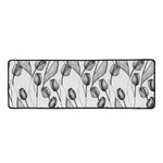Black And White Tulip Pattern Print Long Kitchen Mat