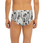 Black And White Tulip Pattern Print Men's Briefs