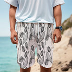 Black And White Tulip Pattern Print Men's Cargo Shorts