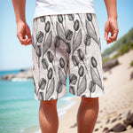 Black And White Tulip Pattern Print Men's Cargo Shorts