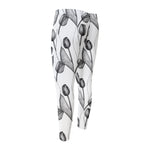 Black And White Tulip Pattern Print Men's Compression Pants