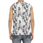 Black And White Tulip Pattern Print Men's Fitness Tank Top