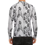 Black And White Tulip Pattern Print Men's Long Sleeve Rash Guard