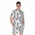 Black And White Tulip Pattern Print Men's Romper