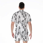 Black And White Tulip Pattern Print Men's Rompers