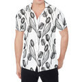 Black And White Tulip Pattern Print Men's Shirt