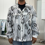 Black And White Tulip Pattern Print Men's Shirt Jacket
