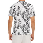 Black And White Tulip Pattern Print Men's Short Sleeve Rash Guard