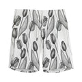 Black And White Tulip Pattern Print Men's Athletic Shorts