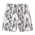 Black And White Tulip Pattern Print Men's Swim Trunks
