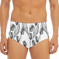 Black And White Tulip Pattern Print Men's Triangle Swim Briefs