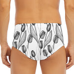 Black And White Tulip Pattern Print Men's Triangle Swim Briefs