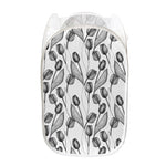 Black And White Tulip Pattern Print Mesh Laundry Hamper