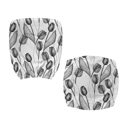 Black And White Tulip Pattern Print Office Chair Cover