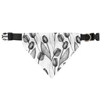 Black And White Tulip Pattern Print Over The Collar Dog Bandana