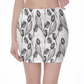 Black And White Tulip Pattern Print Pencil Mini Skirt