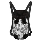 Black And White Tulip Pattern Print Pet Carrier Backpack