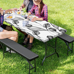 Black And White Tulip Pattern Print Picnic Table Cover