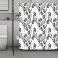 Black And White Tulip Pattern Print Polyester Shower Curtain