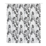 Black And White Tulip Pattern Print Polyester Shower Curtain