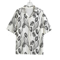 Black And White Tulip Pattern Print Rayon Hawaiian Shirt