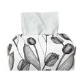 Black And White Tulip Pattern Print Rectangle Tissue Box Cover
