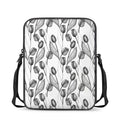 Black And White Tulip Pattern Print Rectangular Crossbody Bag