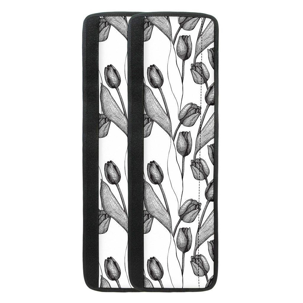 Black And White Tulip Pattern Print Refrigerator Handle Covers