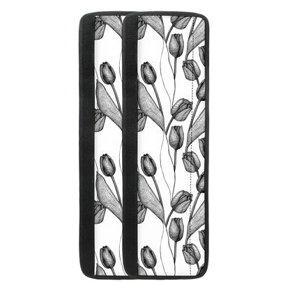 Black And White Tulip Pattern Print Refrigerator Handle Covers