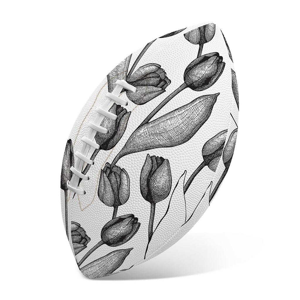Black And White Tulip Pattern Print Rugby Ball